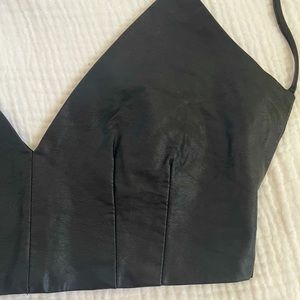 Black faux leather bralette